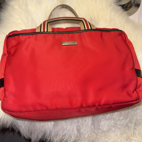 BURBERRY Bag Hand bag Tote Blue Label Nylon Red BT621 290 9 Authentic EUC - Picture 5 of 12